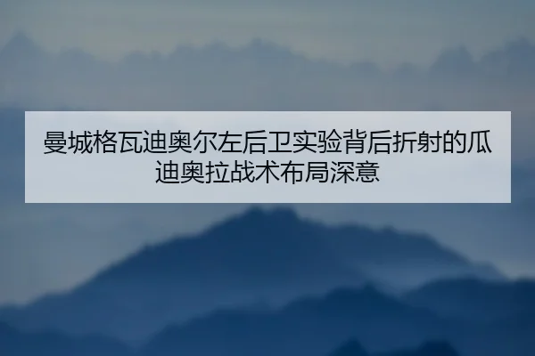 曼城格瓦迪奥尔左后卫实验背后折射的瓜迪奥拉战术布局深意